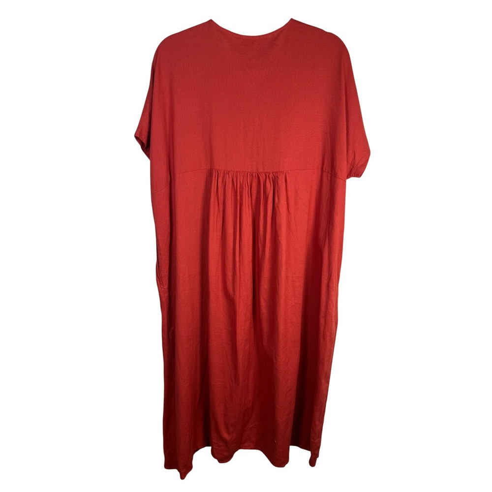 Urban Research Doors Linen Blend Kaftan Midi Dress Pockets Size Medium Orange - Picture 3 of 4
